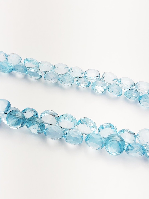 HALF OFF SALE - Sky Quartz Faceted Diamond Shape Gemstone Beads, Full Strand, Semi Precious Gemstone, 8"