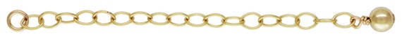 2" Cable Chain Ext w/4.0mm Bead, 14k gold filled. Made in USA. #4012546T4