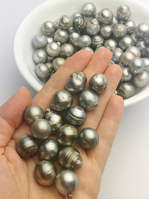 15mm GIANT, 10 pcs, Tahiti Pearls, Light Silver, Natural color, Loose Pearls, Assorted Shapes, 15-17mm (817)