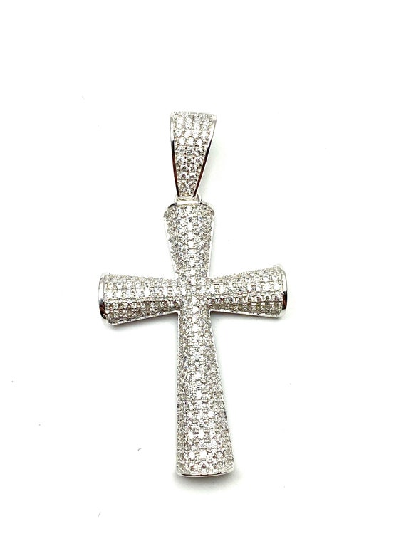 Sterling silver cross pendant, cubic zirconia, SKU# 10035