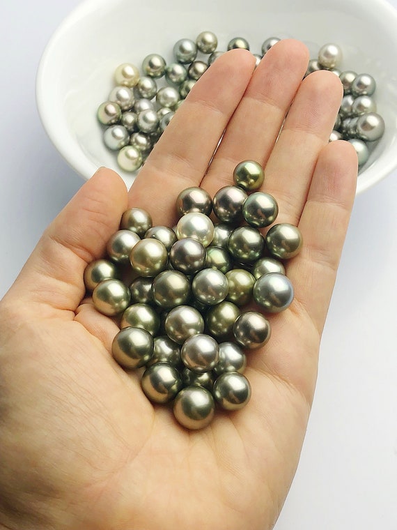 Pistachio Tahitian Natural Color Loose Pearls Round 10mm Etsy