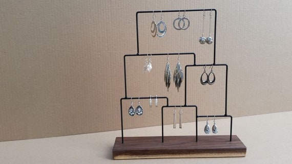 Black Metal w/ Natural Wooden Base Display