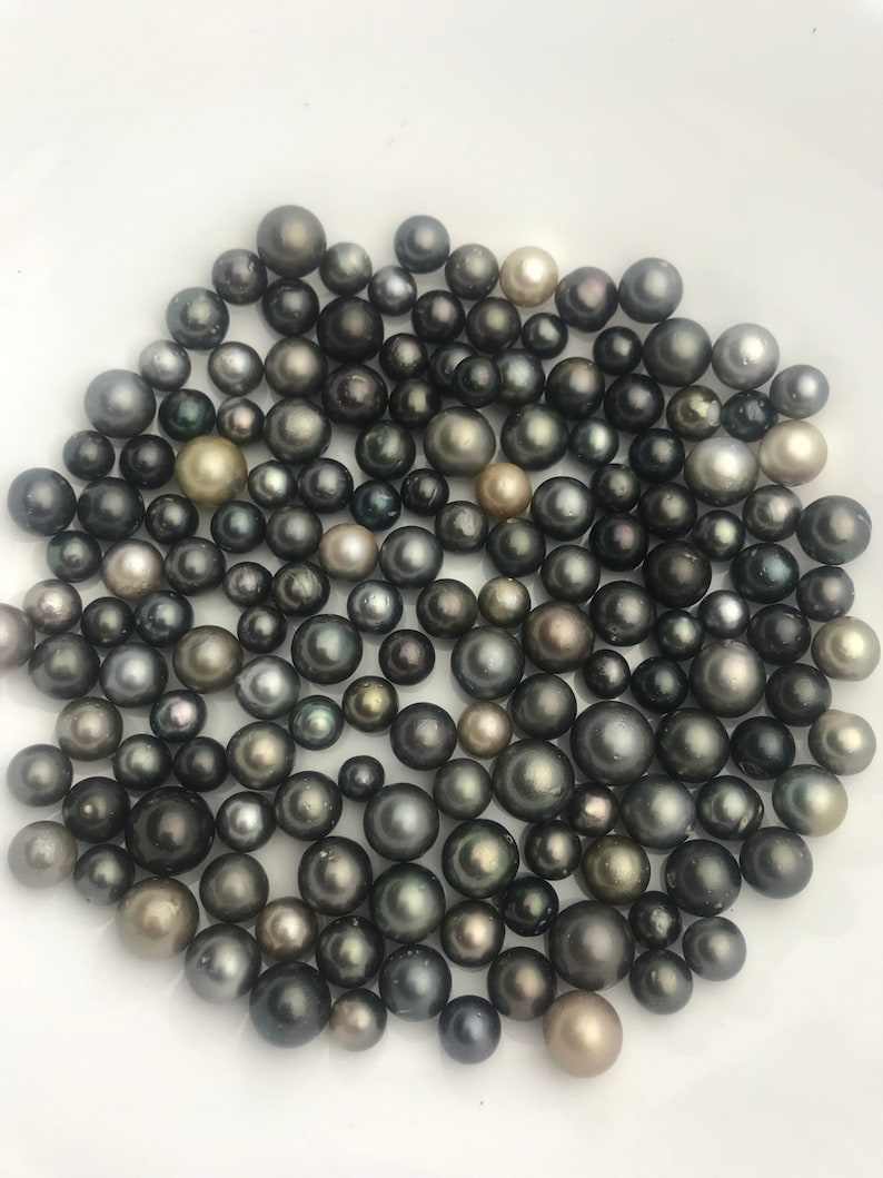 30 pcs, Round/Semi-Round/ Oval Tahitian Pearls, A, 7mm to 11mm, Imported from Tahiti image 5