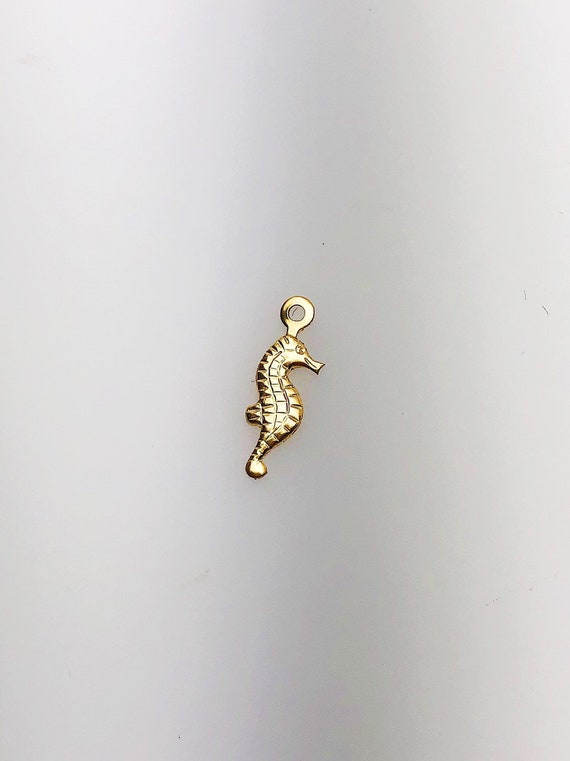 14K Gold Fill Seahorse Charm w/ Ring, 4.5x13.6mm, Made in USA - 1459