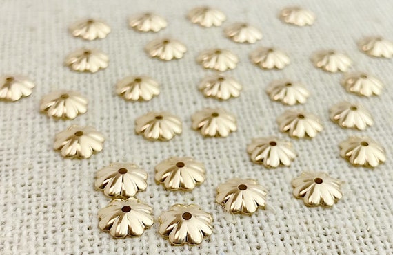 14k GF 6.0mm Flower Bead Cap 1.0mm Hole