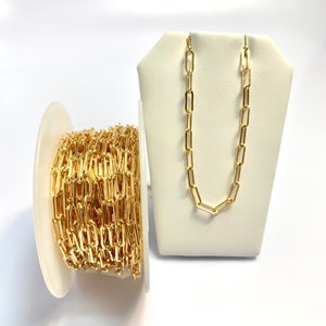 Corrente chanfrada alongada de 3,7x10mm preenchida com ouro 14k. Fabricado nos EUA. S348