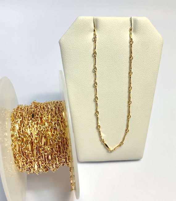 Dapped Bar Chain 14k Gold Filled. Made in USA. Sm 568
