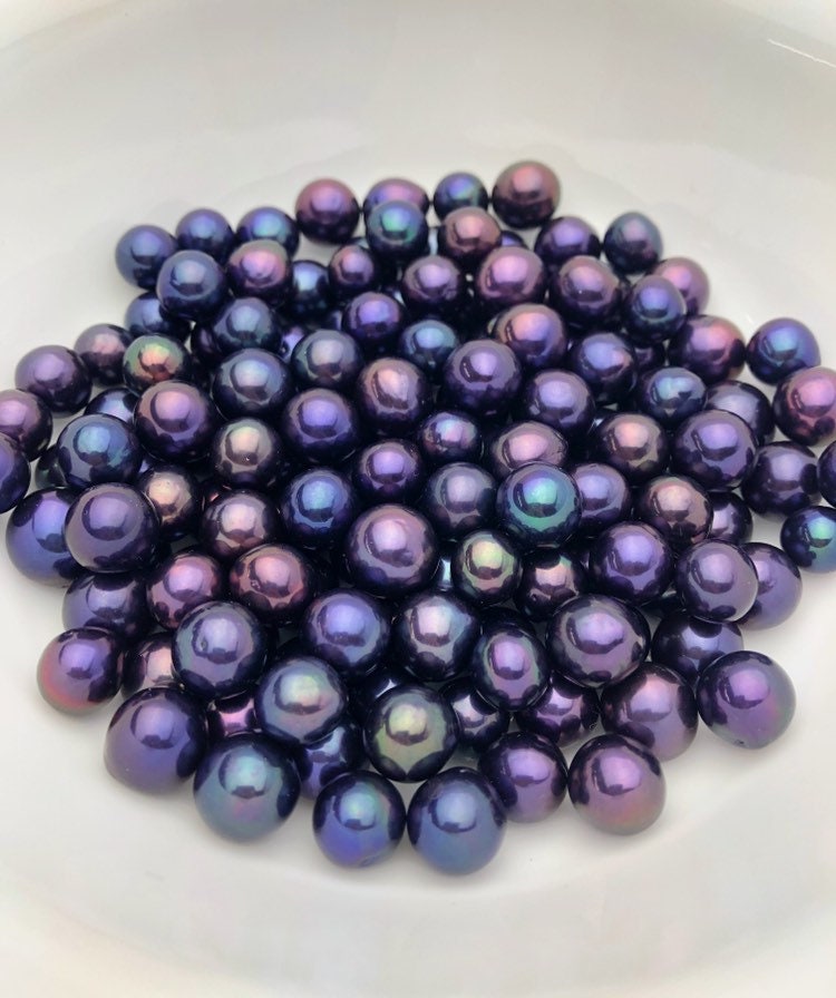Lustrous Purple Edison Pearls, Semi-Round AA Quality (898)