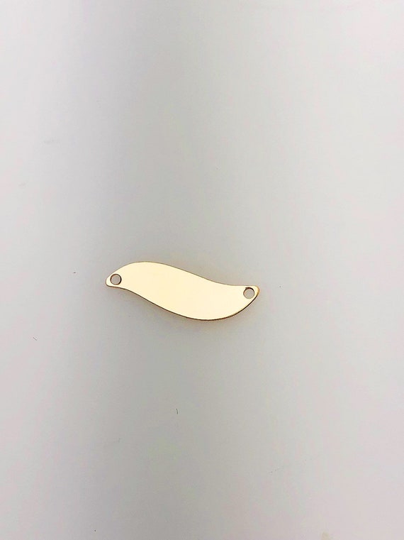 14K Gold Fill Curved Tag Charm w/ Two Holes, 6.1x20.2mm, Made in USA - 2452