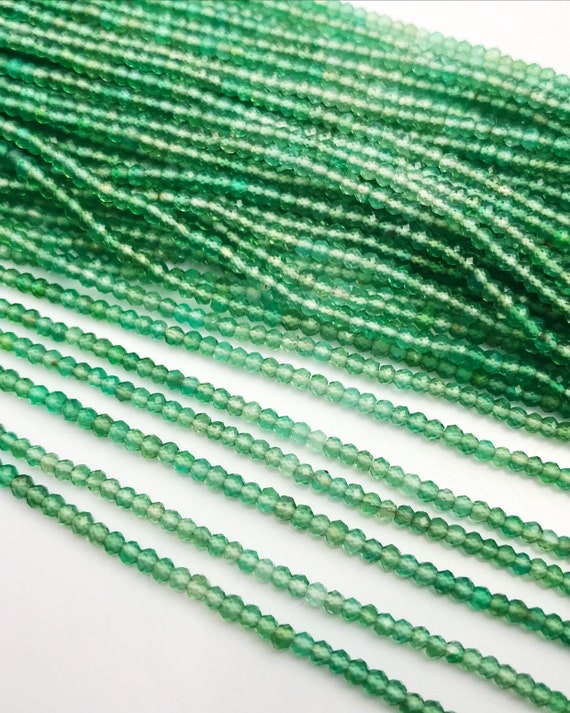 HALF OFF SALE- Green Onyx Gemstone Green and White Graduated Beads, Full Strand, Semi Precious  Gemstone , 13"