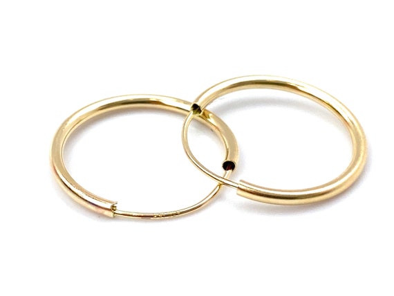 14K Solid Gold Hoops, Sku#2186