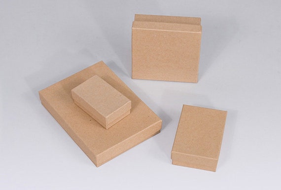 100 Pcs 1 7/8" x 1 1/4" x 5/8" Brown Kraft Jewelry Boxes, Cotton Filled, Sold By The Case, 100 Quantity, Bulk Pricing Available -BX2710-K