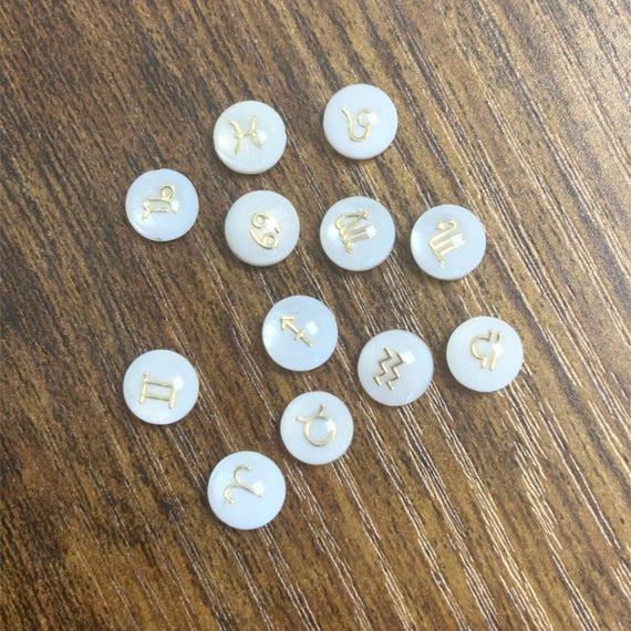 Zodiac Sign Mother Of Pearl Beads, 1 Pack