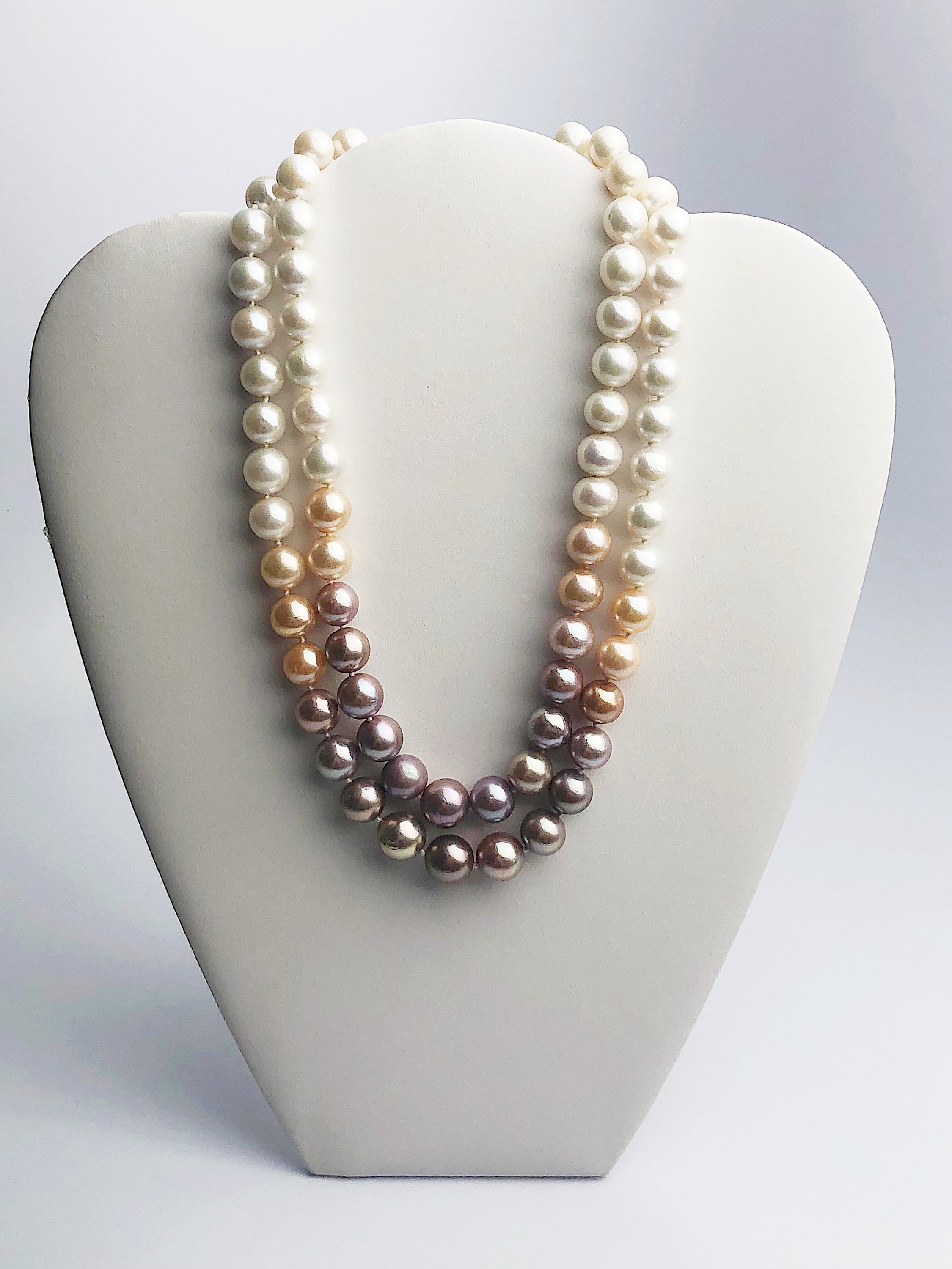 Edison Pearl Double Strand Necklace, Natural Color, 1013mm