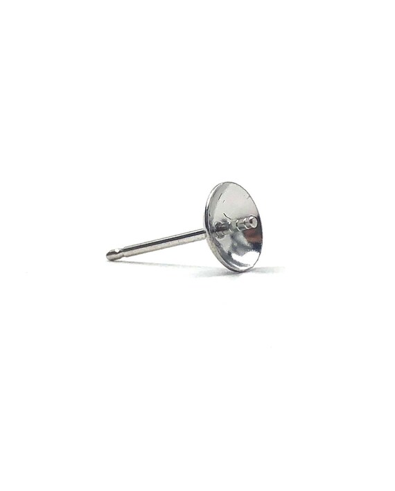 14K solid white gold earring pearl post, SKU# 12-28-623