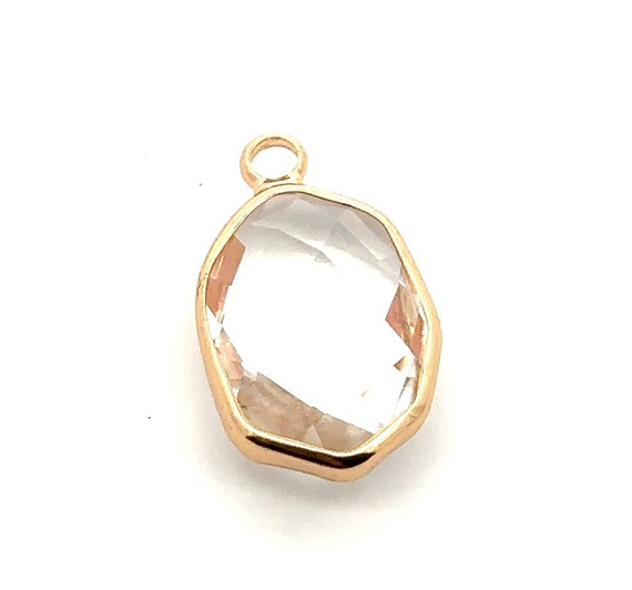 Clear crystal charm, 14K gold plated. SKU#M8814