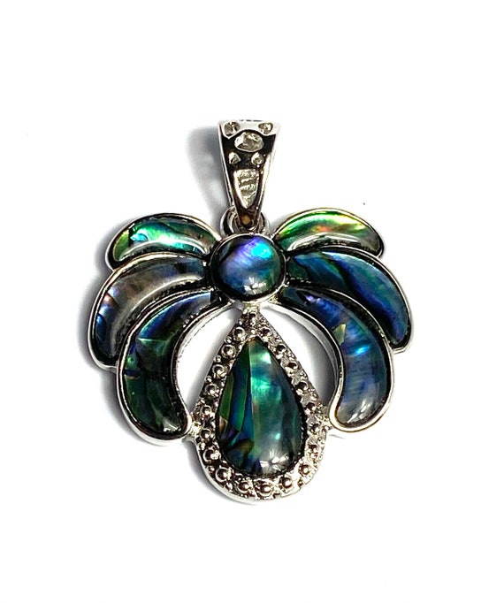 Beautiful abalone mother of pearl pendant, sterling silver, SKU#M911
