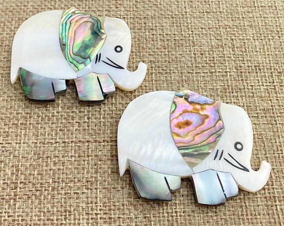 Abalone Mother of Pearl Elephant Charm