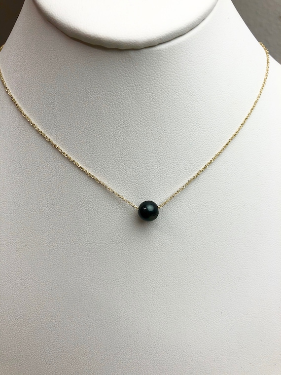 Black Tahitian Floating Pearl Necklace