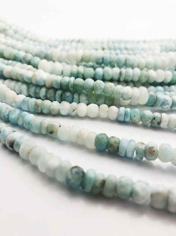 HALF OFF SALE - 7.5mm Larimar Faceted Gemstone Beads, Full Strand, Semi Precious Gemstone, 8" (#20)