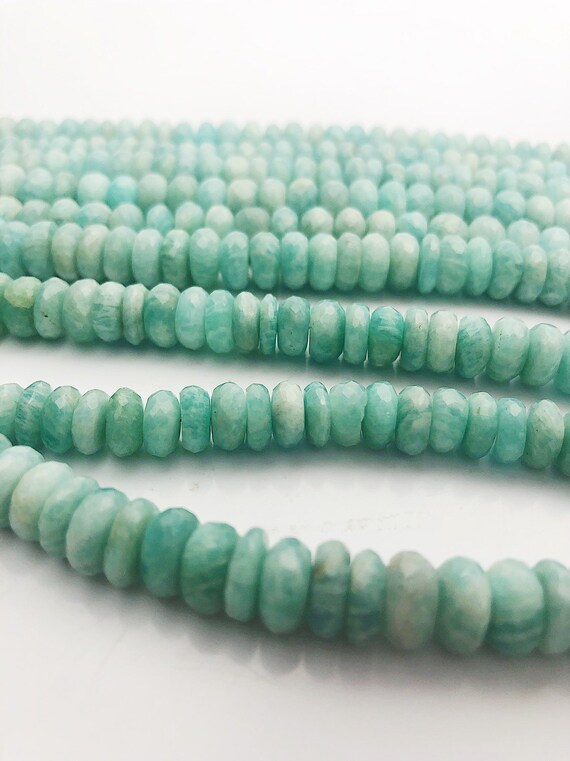 HALF OFF SALE - 9.5mm Amazonite Faceted Gemstone Beads, Full Strand, Semi Precious Gemstone, 8" (#13)