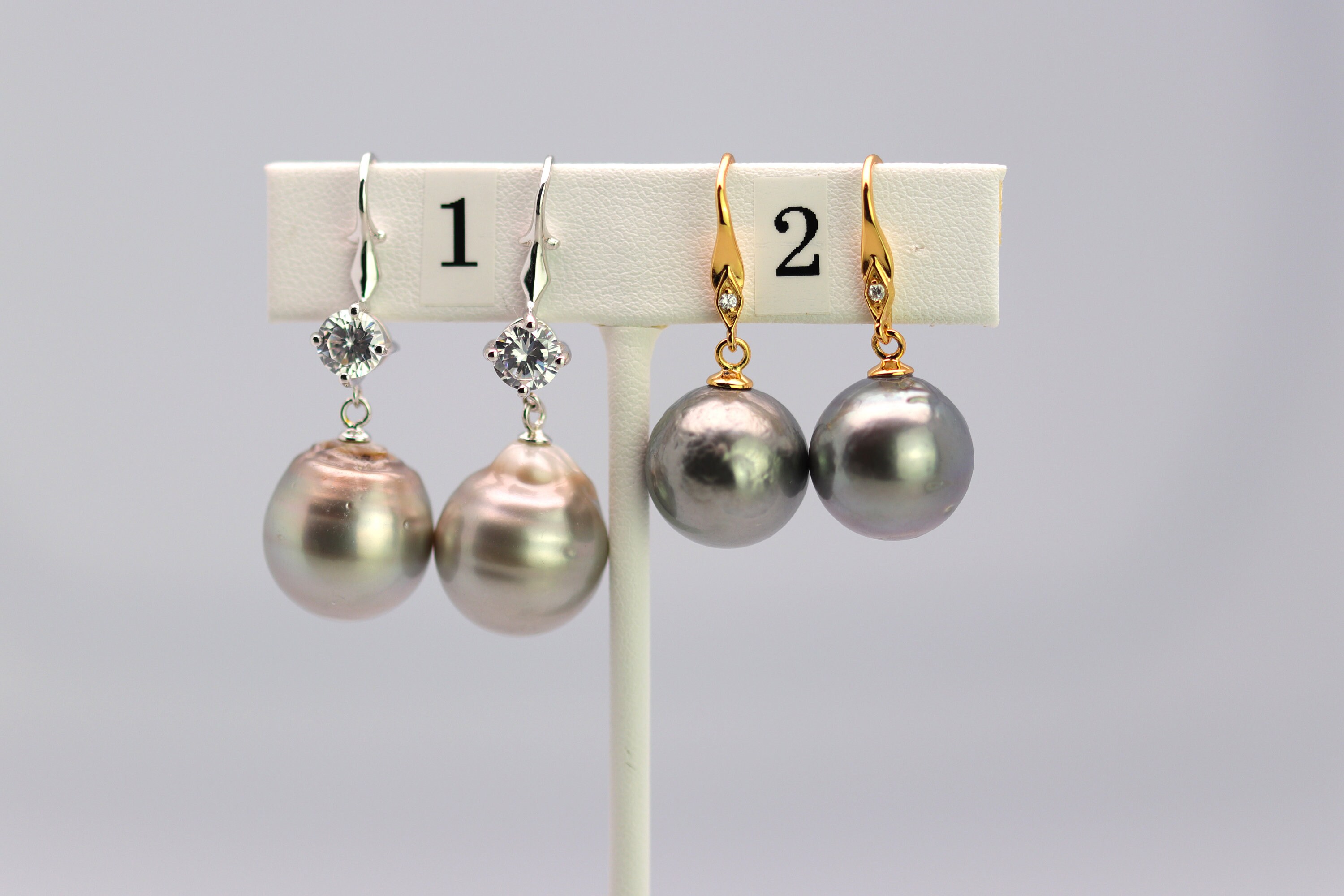 Tahitian Dangle Drop Pearl Earrings in 925 Sterling Silver (SHE015)