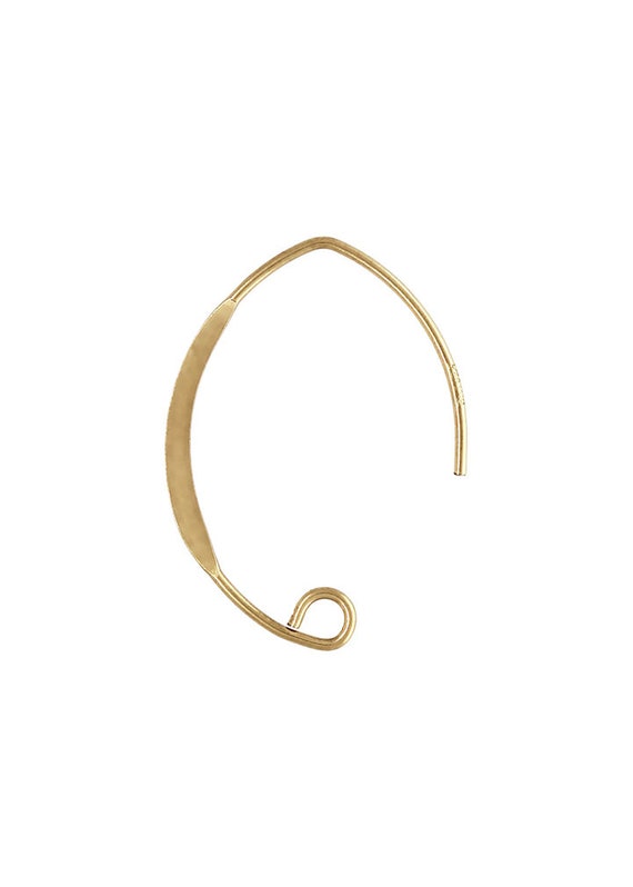 V Shape Flattened Earwire, 14k gold filled. Made in USA. #4006457