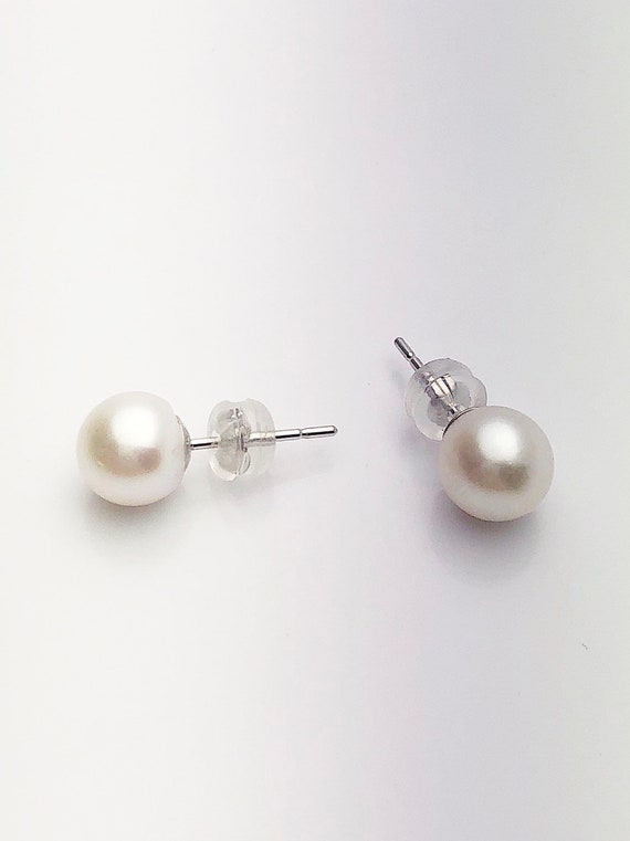 Japanese Akoya Pearl Earrings on 14K White Gold Studs, 6.5-7mm or 7-7.5mm (821)