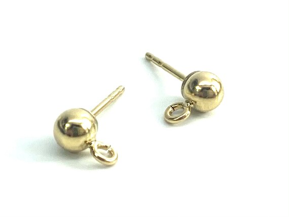 14K Solid Gold Earpost 4mm Ball, Sku#11-28-1831-WC