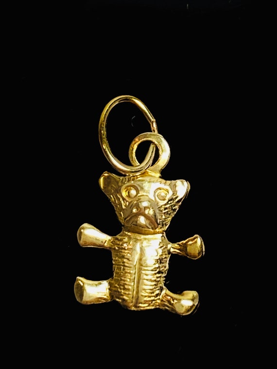 Adorable 14K Gold Fill Teddy Bear Charm/Findings w/ Ring, 6.7x10.1mm, Sku #159