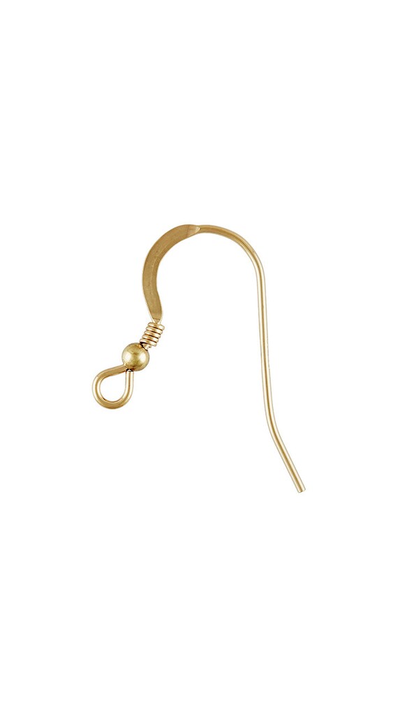 Ear Wire Flat w/ Bead & Coil (0.69mm),  14k Gold filled, Sterling silver, Sku #4006417F