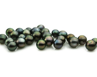 Loose Tahitian Pearls, Near Round, Dark Multicolor A+ (RF 31)