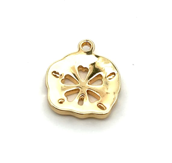 Sand dollar charm, 14K gold plated, SKU#M3419