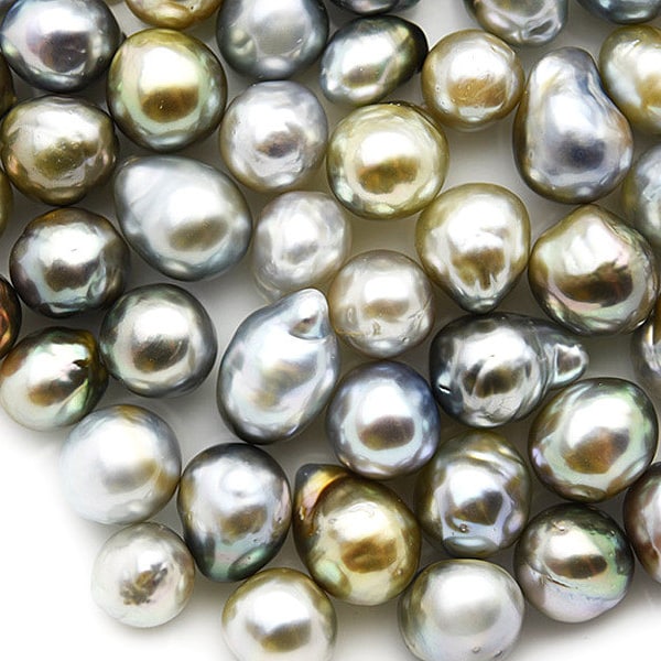 Tahitian Silver tones and Light Short Baroque Loose Pearls (108) 10mm