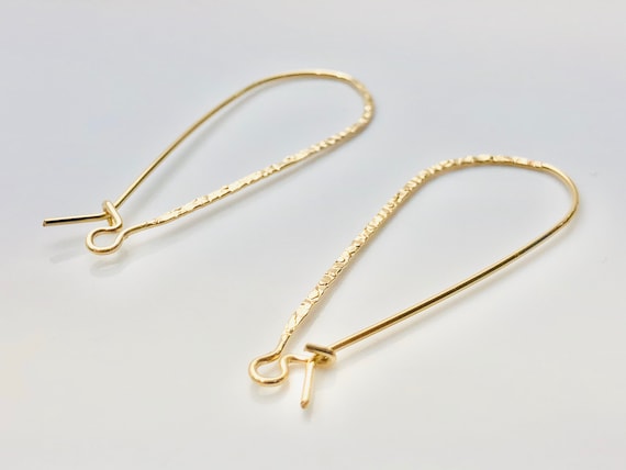 Beautiful 14KGF flat textured ear wire , 14K gold filled , Sku # 756-43