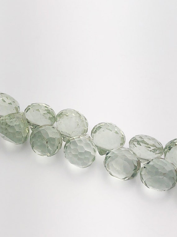 HALF OFF SALE - Green Amethyst Faceted Diamond Shape Gemstone Beads, Full Strand, Semi Precious Gemstone, 8"