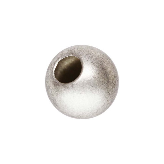 6.0mm Sandblast Bead 2.4mm Hole, Sterling Silver. Made in USA. #5004660SB