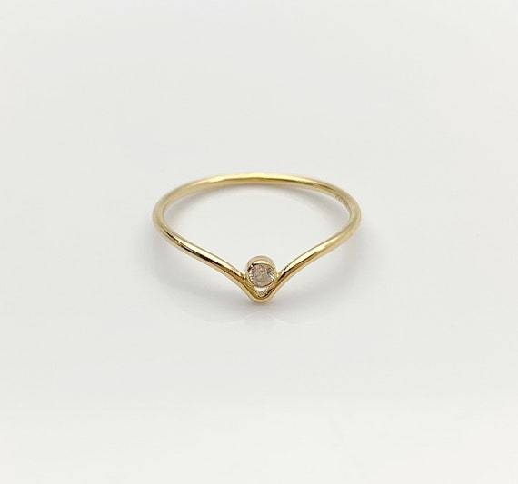 14k Gold Filled 2mm Cubic Zirconia Chevron Ring