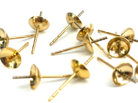 14K Solid Gold Ear Post 6.5mm Cup, Sku#11-28-1817
