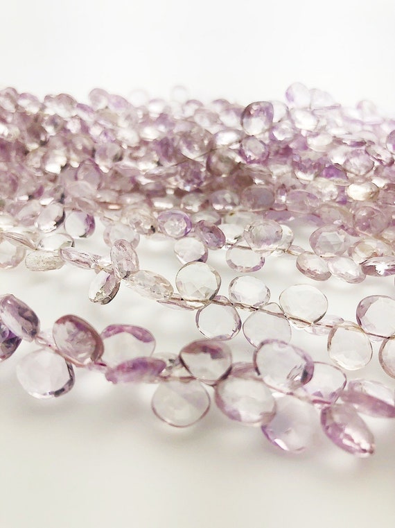 HALF OFF SALE - Pink Amethyst Flat Faceted Round Gemstone Beads, Full Strand, Semi Precious Gemstone, 8"