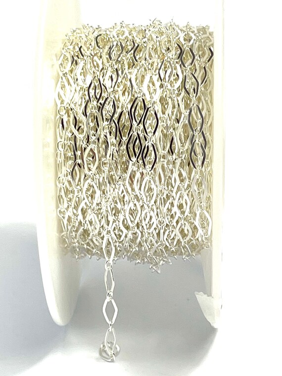 S+L 1+1 Flat Long Link Diamond, Sku#SM1370F, Sterling Silver