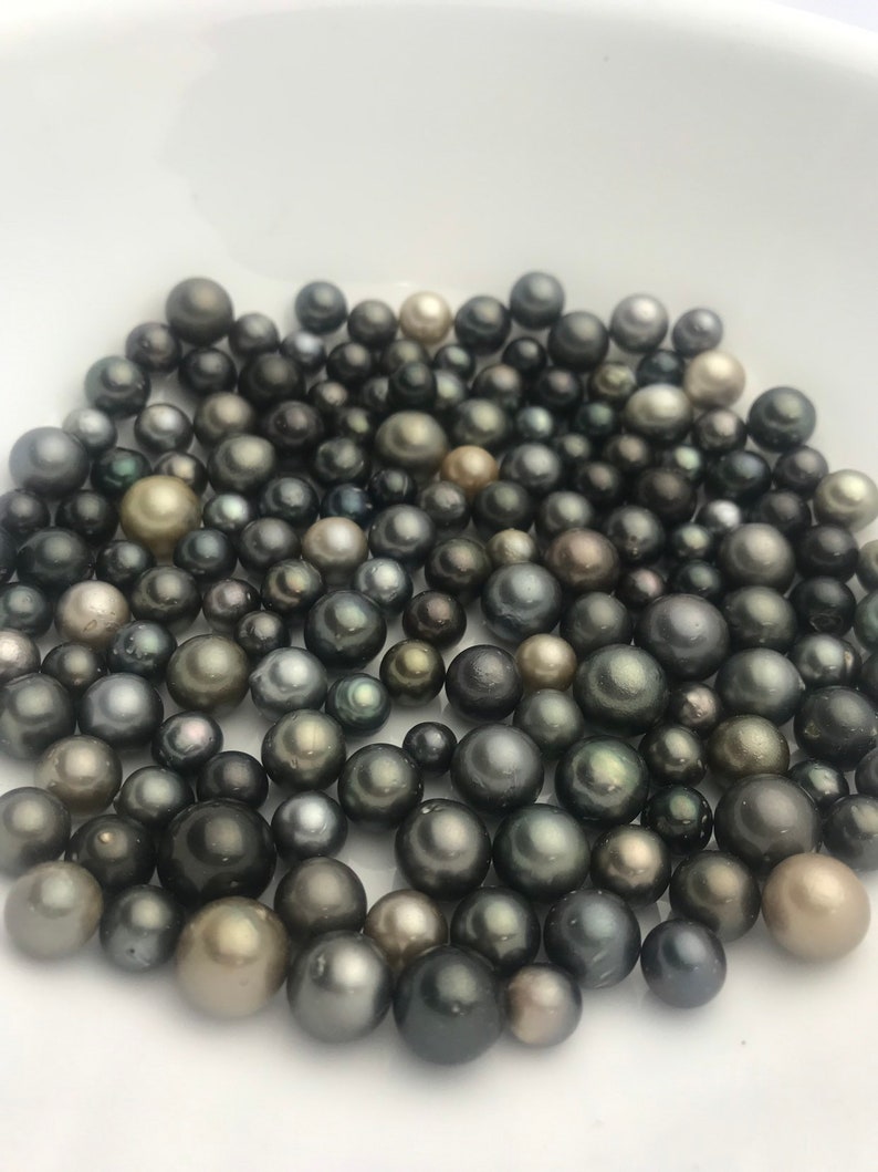 30 pcs, Round/Semi-Round/ Oval Tahitian Pearls, A, 7mm to 11mm, Imported from Tahiti image 4