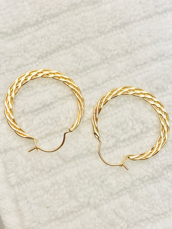 14k gold filled earrings, woven style, DE-654 Tiny
