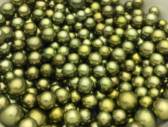 Round Pistachio Tahitian Pearls,10-15mm AAA