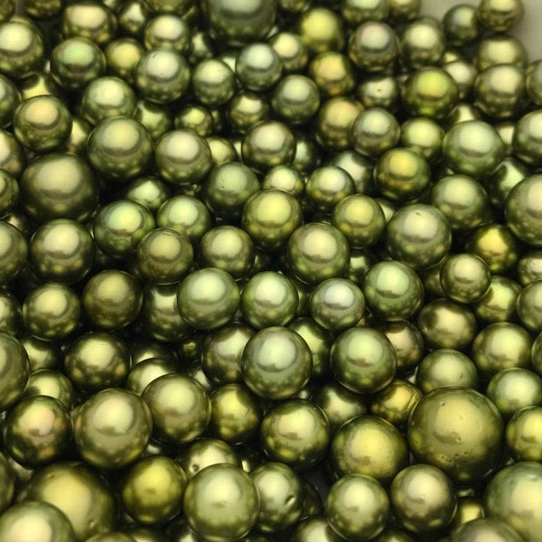 Round Pistachio Tahitian Pearls,10-15mm AAA