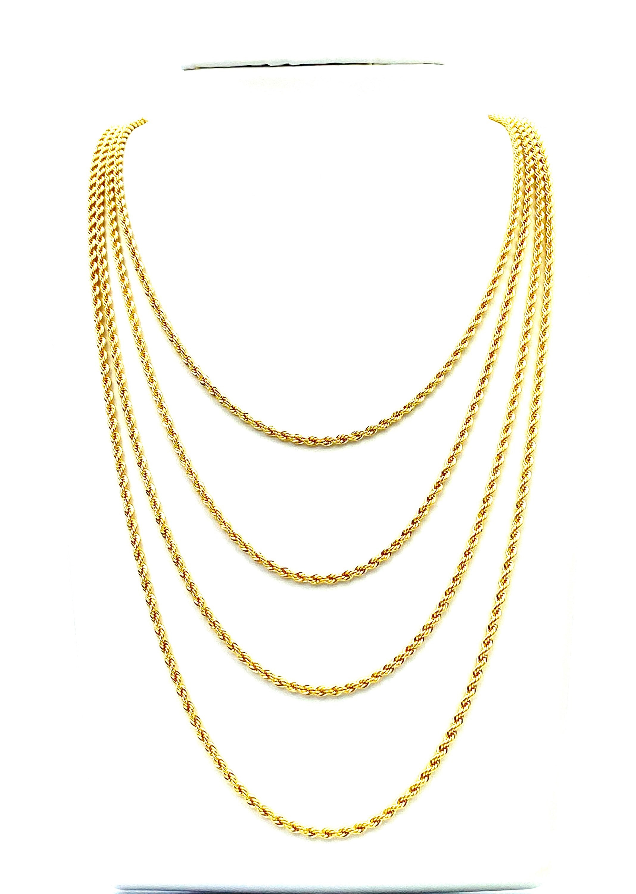 2.5mm French Rope Chain Necklace 16” 18” 20” 22” 24” , Gold Filled