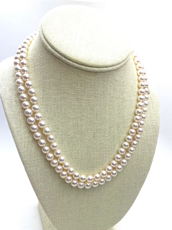 Cultured Akoya Pearl Necklace 6.5 mm Round 16 inches long 14 kt Yellow–  Blacy's Vault