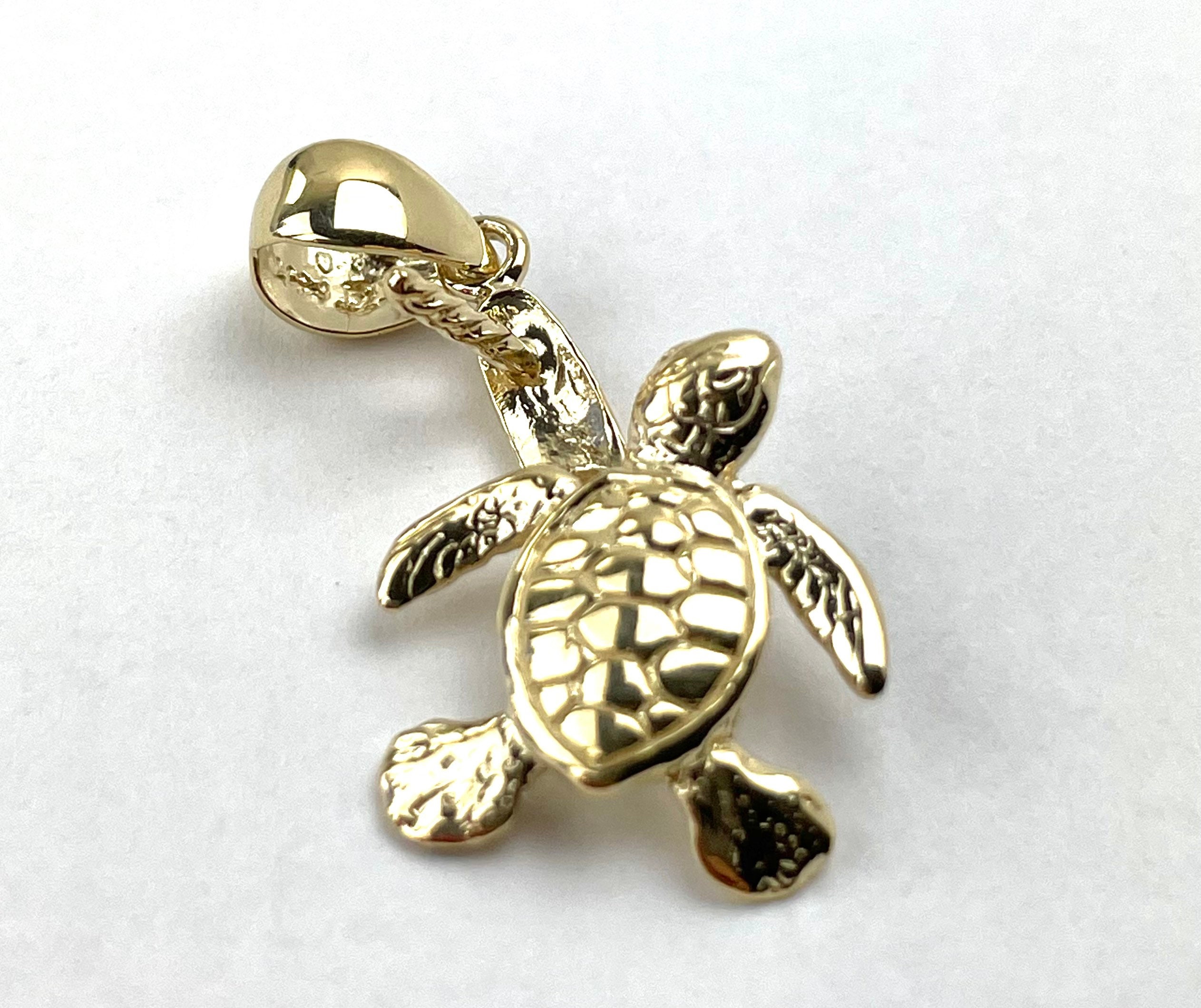 Stunning 14k solid gold turtle pendant, SKU TP125