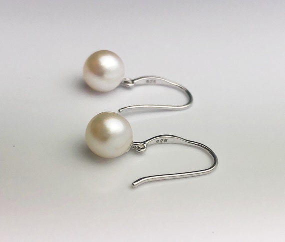 Japanese Akoya Pearl Earrings on Sterling Silver French Hooks, 6.5-7mm or 7-7.5mm (819)