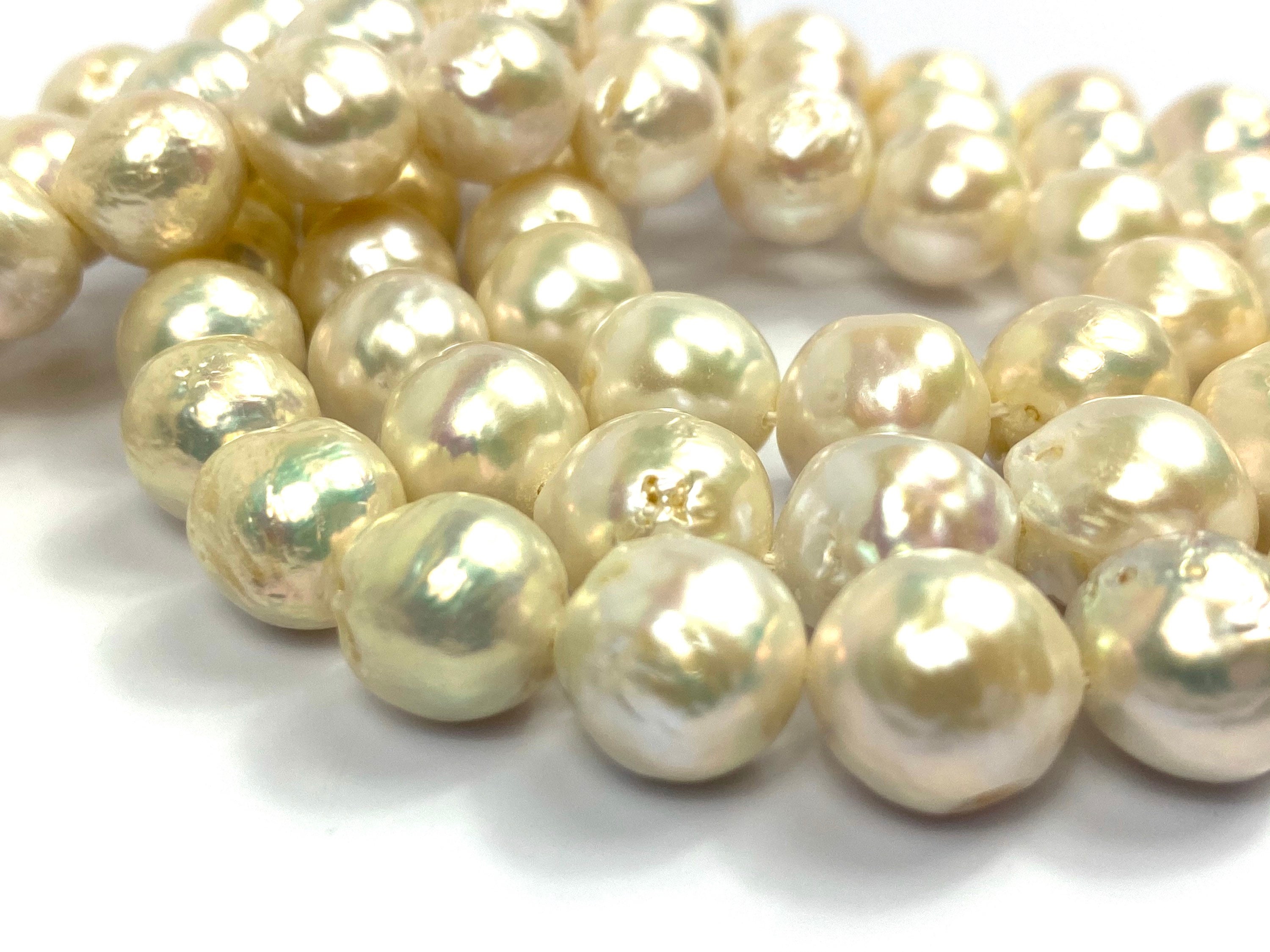Glimmering 10mm12mm White Edison Pearl Strands, 100 Natural Color